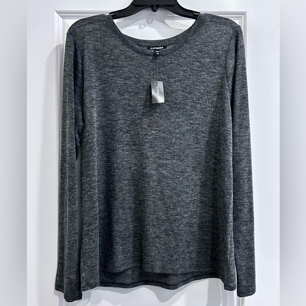 NWT Express Dark  Heather Gray Long Sleeve Tee XL